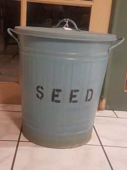 Galvanized trash bin