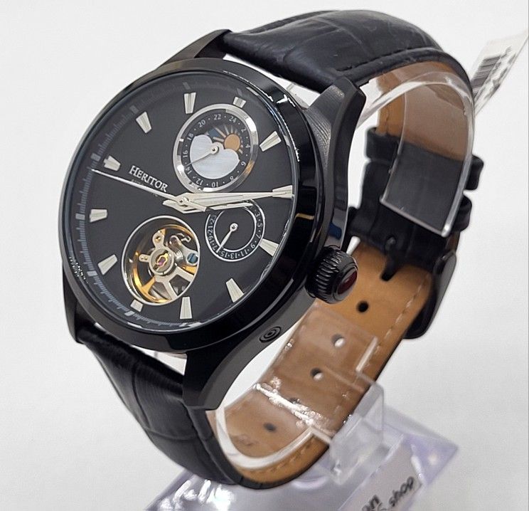 Heritor Sebastian, Black Stainless Steel Automatic Men's Watch