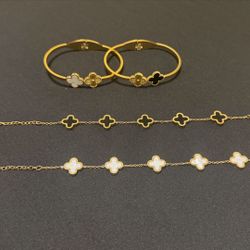 gold plated clover leaf bracelets 