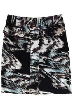 Etcetera Brown/White/Blue Abstract Skirt - Size 4