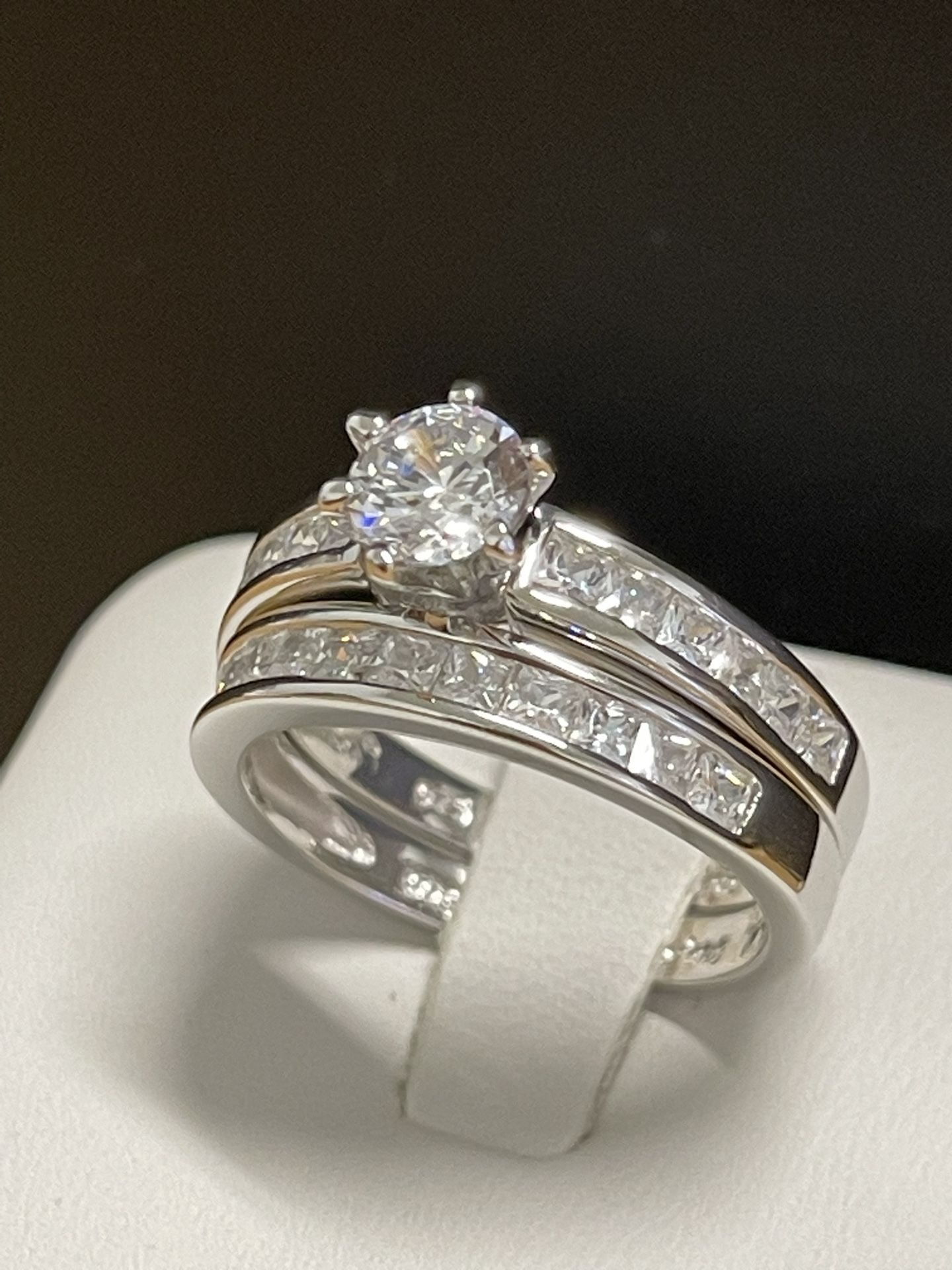 Women Engagement Wedding Ring Sets .925 Sterling Silver With Round Cut AAA CZ Size 4.5.6