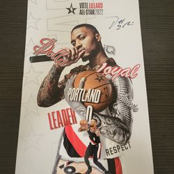 Damian Lillard Signed Blazers NBA basketball poster 