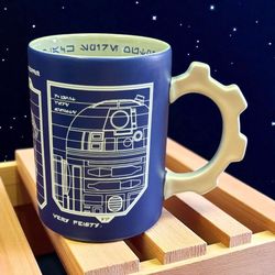 Disney Star Wars Mug Galaxy Edge R2 D2 Blueprint Cup Coffee Tea Cocoa 