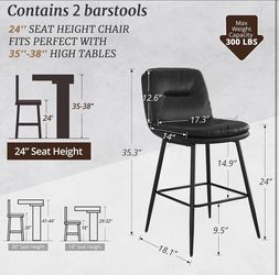 Augustus Series  Bentwood Barstool 26” Set Of 2  Color Black Frame Material Metal Seat Material Type Faux Leather  Brand new in box - Assembly is requ