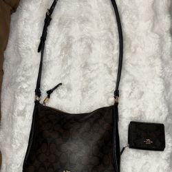 Coach Ellie File Bag Canvas, IM/ Brown/ Black