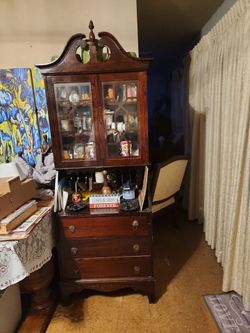 Antique secretary and Dollywood Nik naks