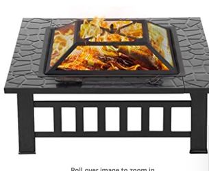 Multifuncional fire pit table 32in camping outdoor heating bonfire and picnic