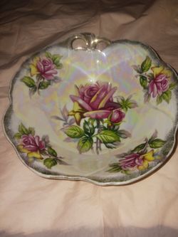 Hand painted ovalescent antique bowl