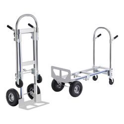 VEVOR Aluminum Truck, 2 in 1, 800 lbs Load Capacity, Heavy Duty Industrial Convertible Folding Hand Truck and Dolly