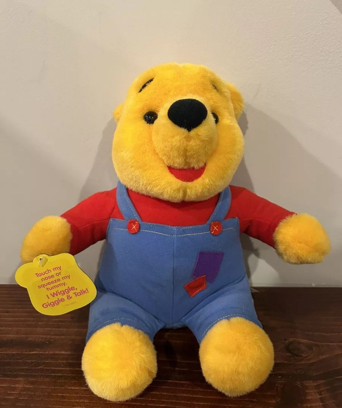 Vintage 90s Disney Winnie Pooh Stuffed Plush Hug Wiggle Kids Toy Gift Works