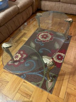 Vintage Brass & Oval Glass Coffee Table