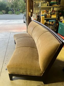 Armless Sofa with Dark Wood Frame