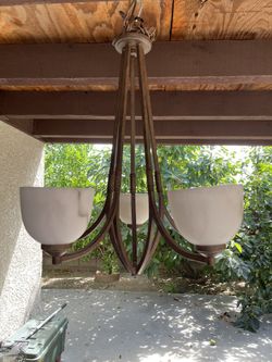 5 Lights Chandelier With Alabaster Shades