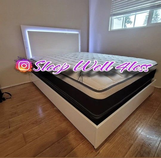 NEW QUEEN BED FRAME AND MATTRESS