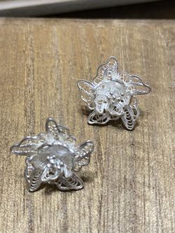 Ecuadorian Handmade Flower Earring 950 Silver Filigree