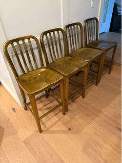 Crate and barrel metal brass bar stools
