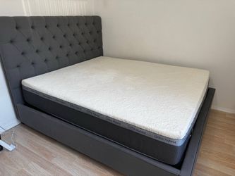 Complete California King Bed Set - Living Spaces Frame & Premium Ortho Hybrid Mattress