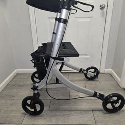 Ksitex Rollator Walker for Seniors,Rolling Walker with Backrest 300lbs, Folding Walking Aid with Seat and Brakes, Aluminum Heavy-Duty Drive Walker