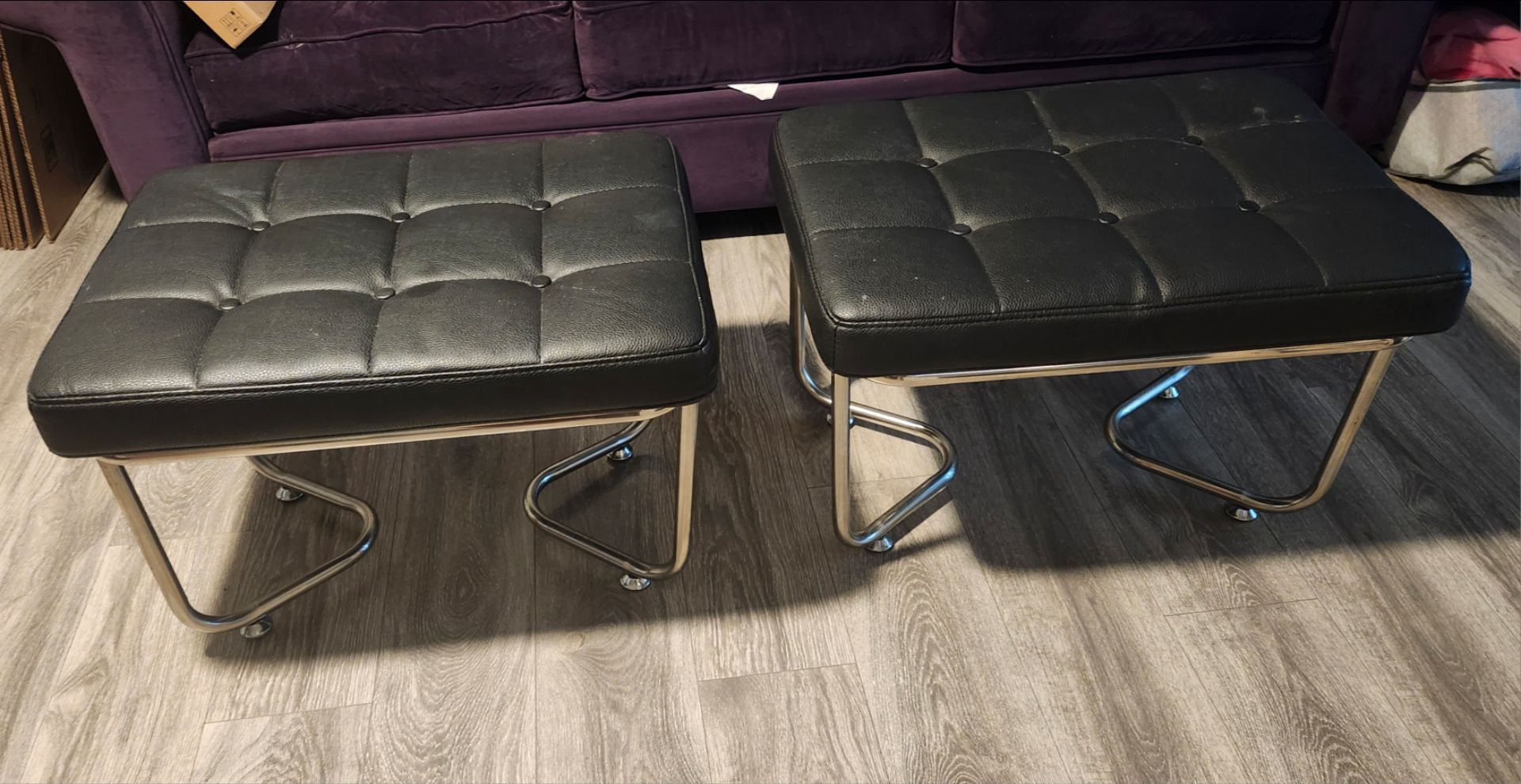 Faux leather bench
