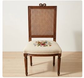Vintage Louis XVI Style Cane Back Accent Chair – Floral Needlepoint