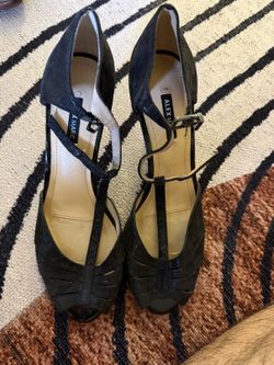 Alex Marie Black T-Strap Block Heels - Women's 6.5