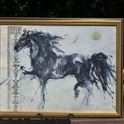 Framed Horse Lithograph