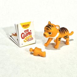 Tiger + Meat (Gumi Yum Surprise - Widlife) Collectible Animal Figurine / Puzzle Toy — with instructions