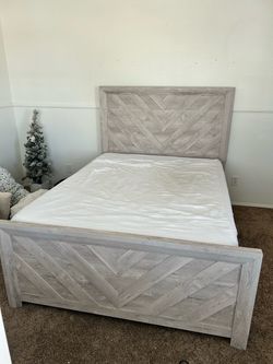 Queen Bed Frame, Mattress and Box Spring