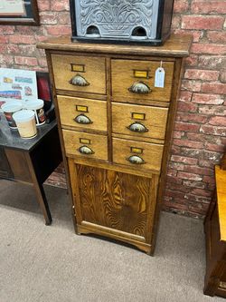 Antique Oak File Card Catalog Cabinet