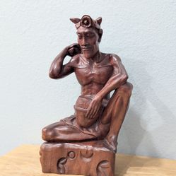 Vintage Mid Century Balinese Wood Sculpture13" Tall Hand Carved Male Figure/Statue
