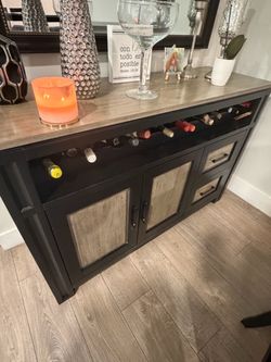 Two-Tone Sideboard Buffet with Wine Rack