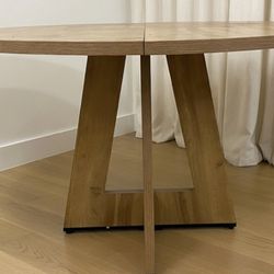 Round Oak Wood Dining Table