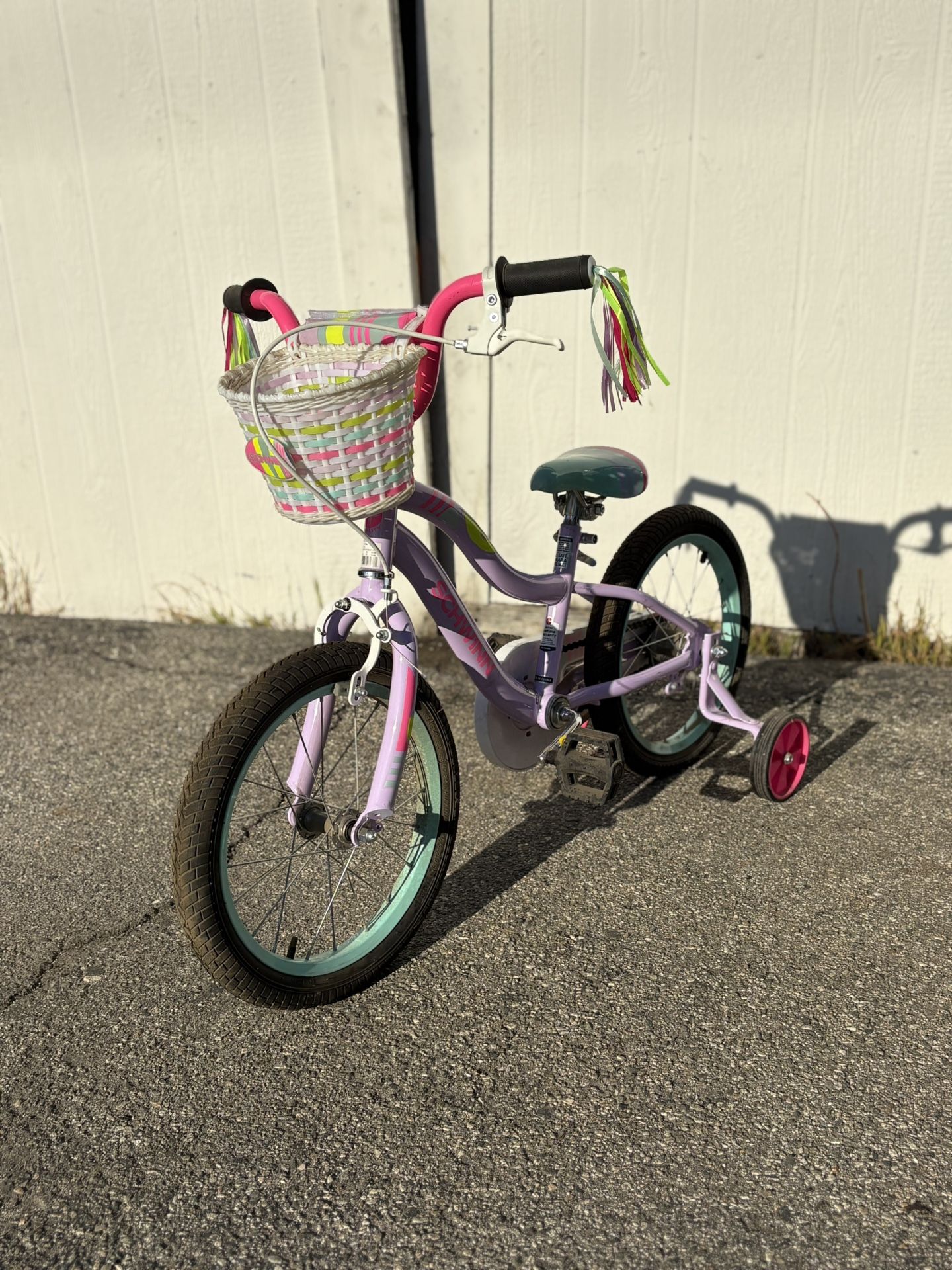 Girls Kids Bike with Basket and Training Wheels – Needs Back Tire