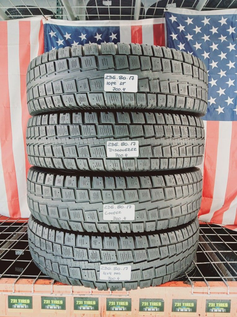 ⭐️ LT235/80R17 COOPER DISCOVERER USED TIRES 235/80R17 DUALLY TRUCK 10PR 235 80 17