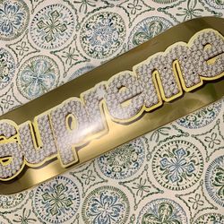 Supreme Bling Box Logo Skateboard (Gold)