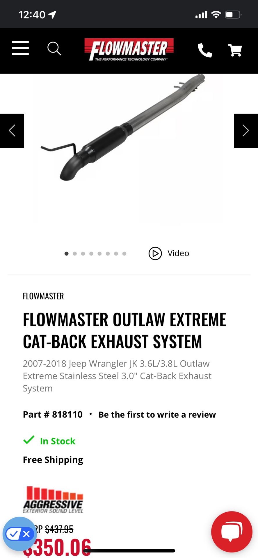 Jeep 07 -18 Jk Flow Master Outlaw Cat Back Exhaust Makes the 3.6 Roar Bolt On