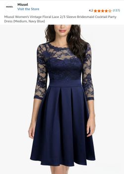 Miusol Navy Blue Floral Lace Cocktail Dress
