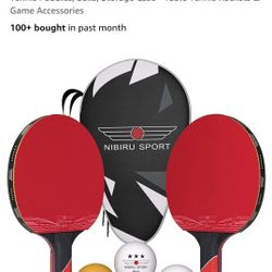 NEW Ping-Pong Paddle Ball Set With Storage Case