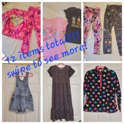 12 Item Girls Clothes Lot size 7-8 Girls Sweater Overalls Dresses