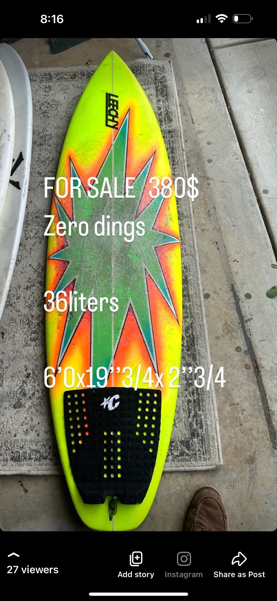 Leechy Squash Tail Surfboard