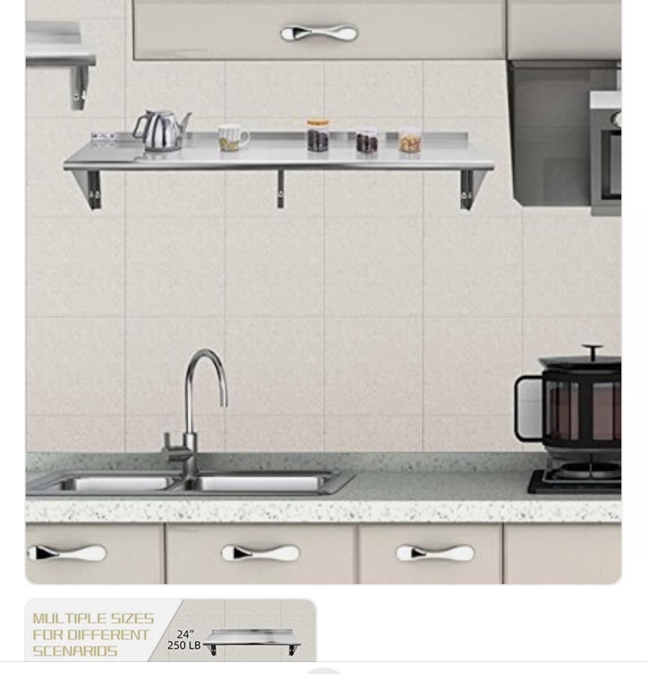 Hally Stainless Steel Shelf 14 x 60 Inches, 400 lb, Commercial Wall Mount