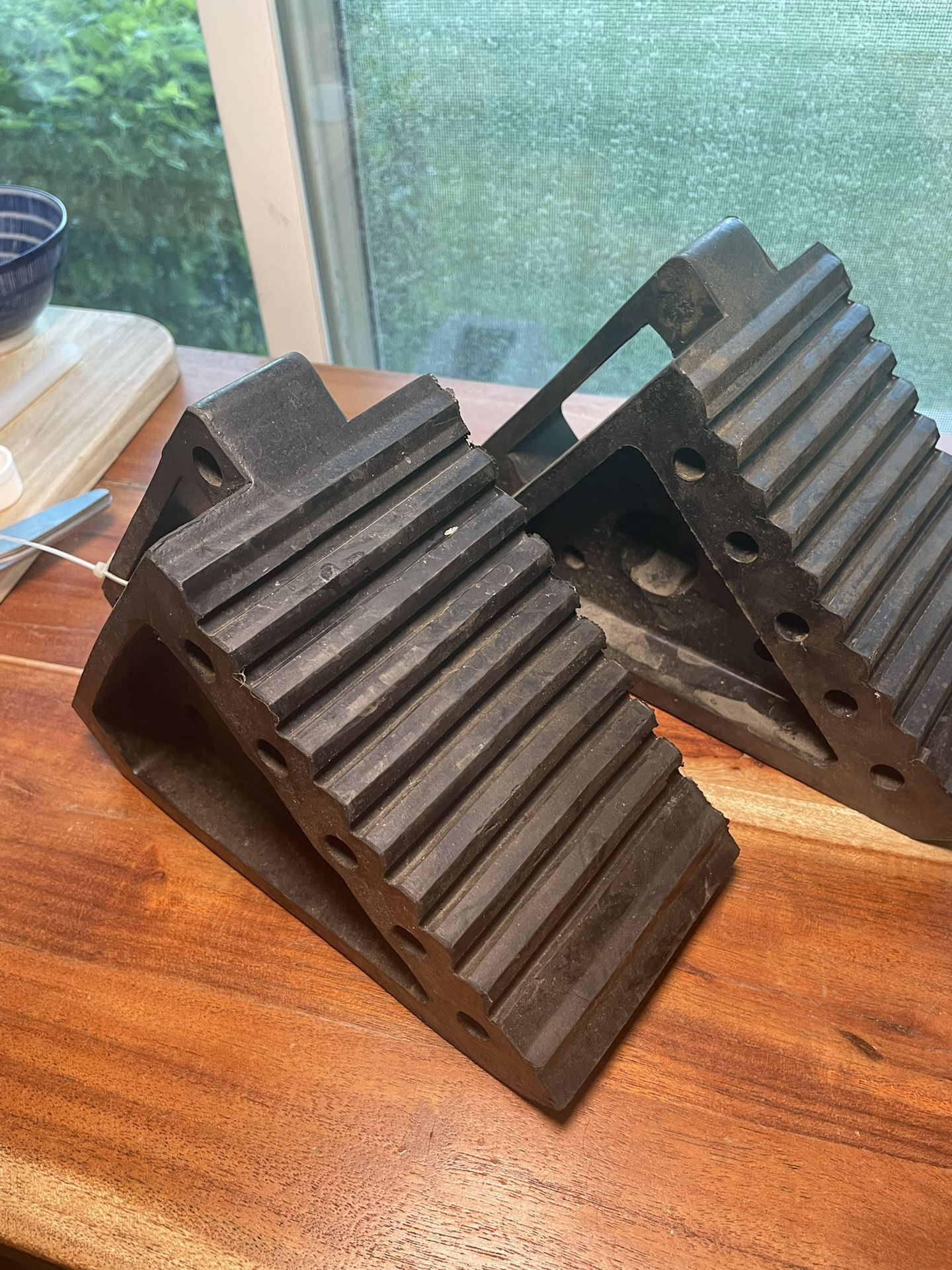 MAXXHAUL 70472 Solid Rubber Heavy Duty Black Wheel Chock 2-Pack, 8" x 4" x 6"