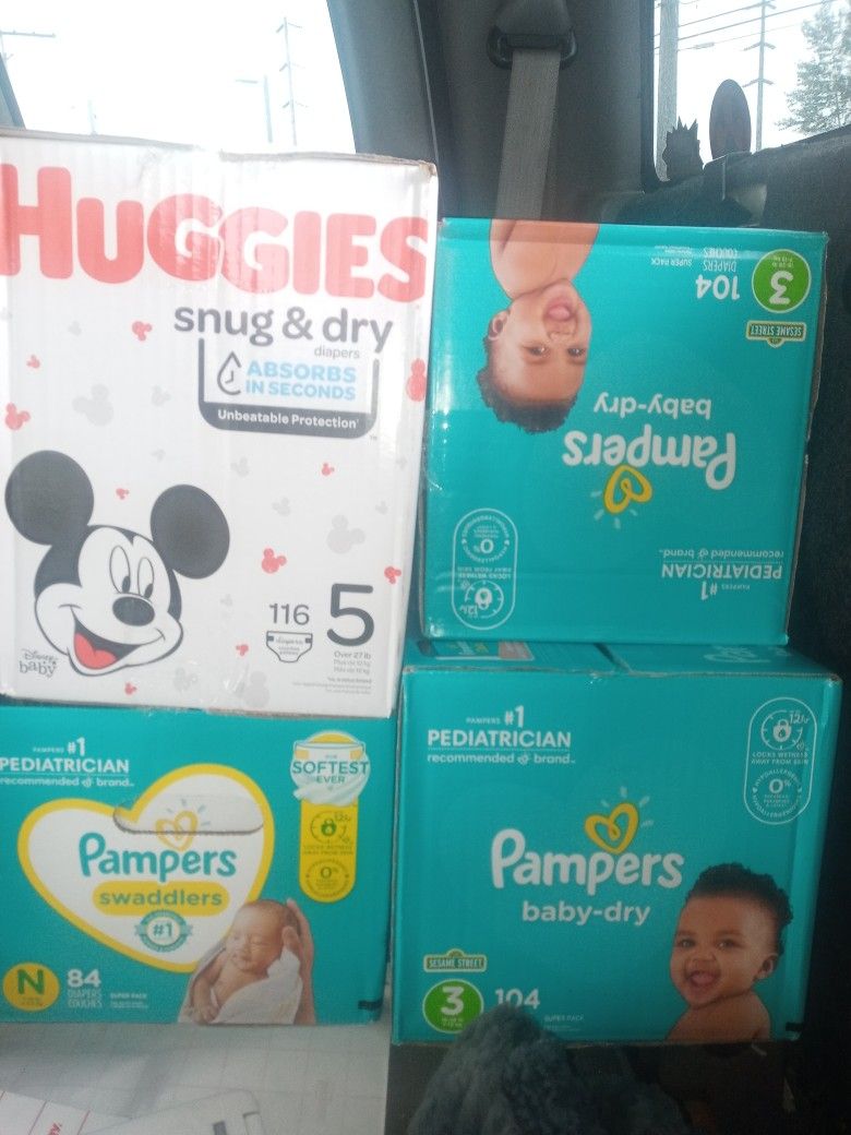 Huggies And Pampers (All Sizes) All Brand New $25 A Boxà