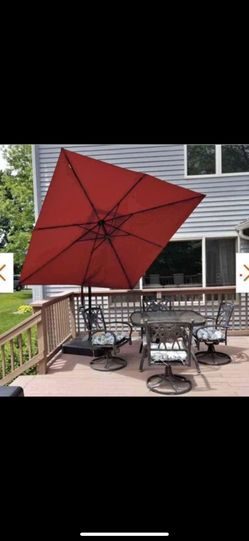 8 ft square aluminum cantilever offset patio umbrella in chili Hampton Bay 8 ft. Square Aluminum and Steel Cantilever Offset Outdoor Patio  Umbrella in Chili Red (Delivery Available) for Sale in Phoenix, AZ