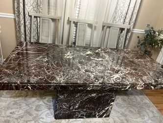 Exquisite Solid Marble Table with Marble Base