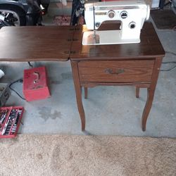 Vintage Golden White Sewing Machine Table 