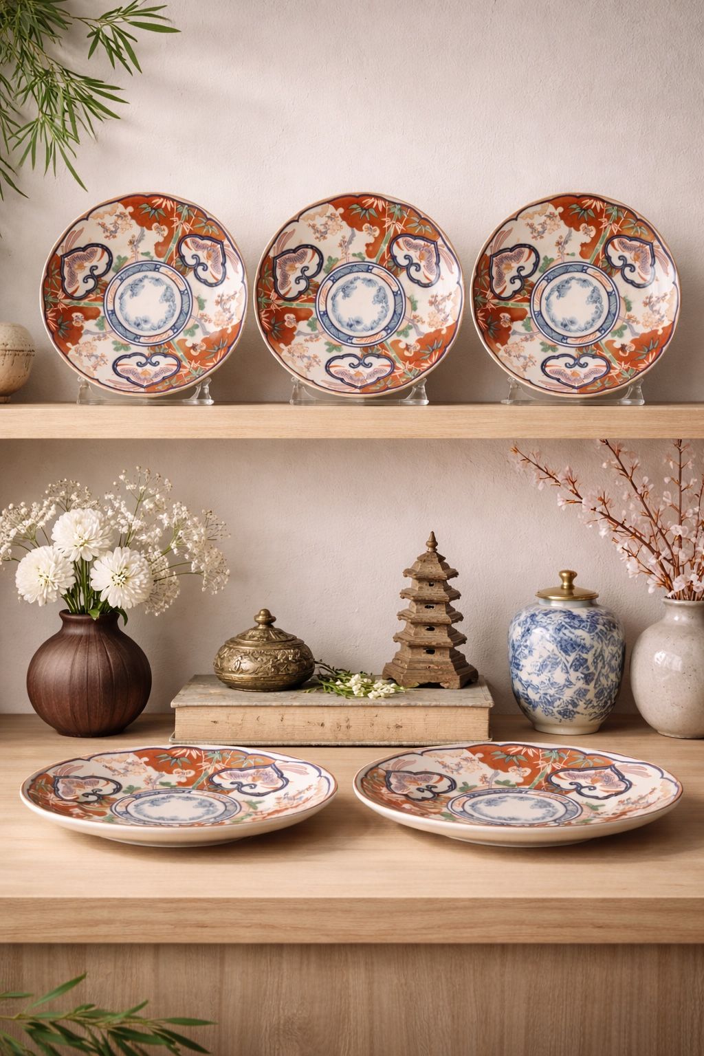 Georges Briard Japan 1960s 5 Heirloom Imari-Style Dinner Collector Plates, 10”
