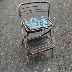 Vintage Metal Folding Step Stool