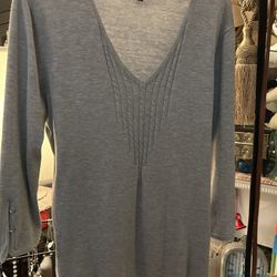 Ladies Large Let’s & Me Gray Sweater 3/4 Sleeves 