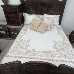 Set Recámara Queen 💯% Madera Sólida